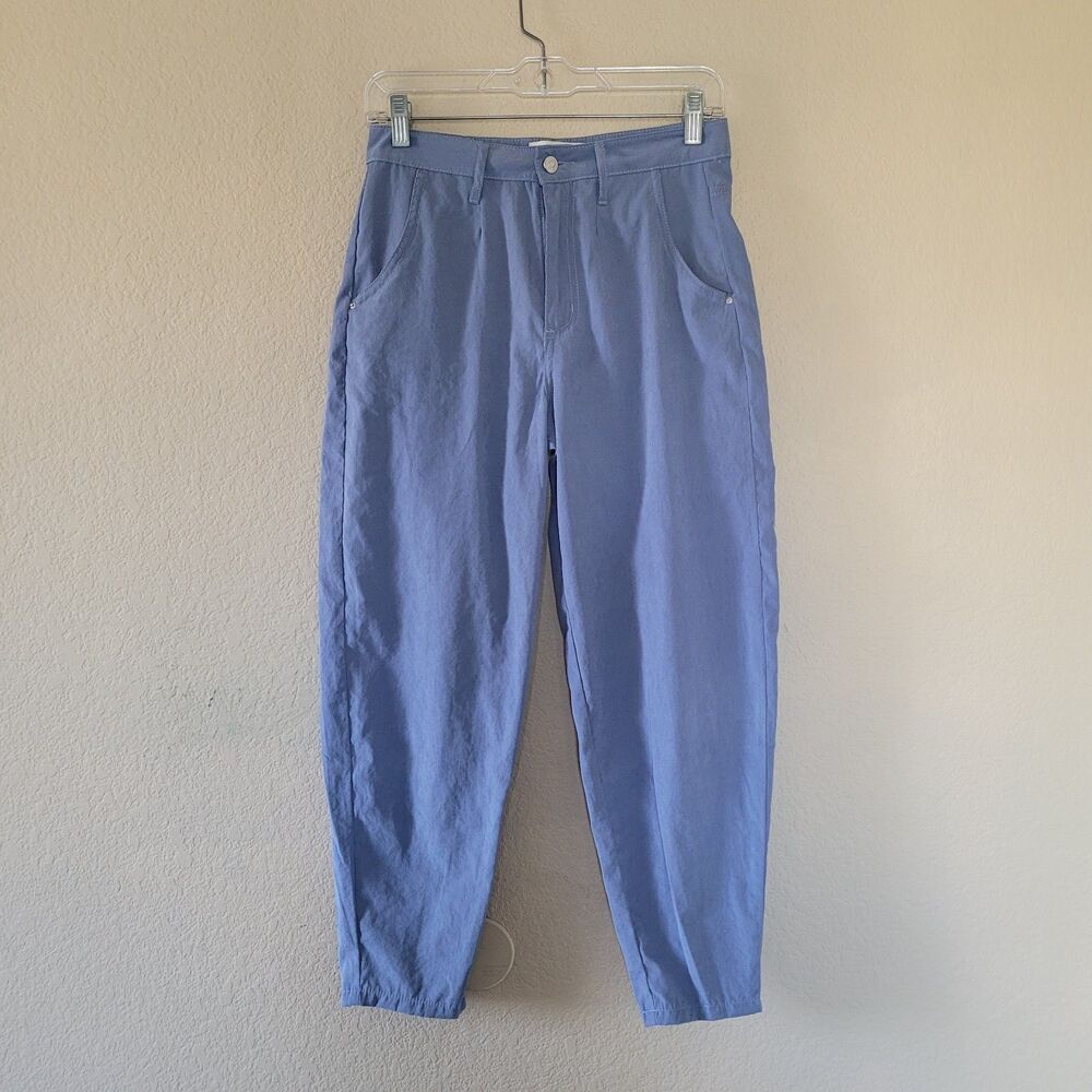 Sybilla Barrel Pants Womens Size eu 36 28x25 Blue Crop Balloon High Rise Pockets